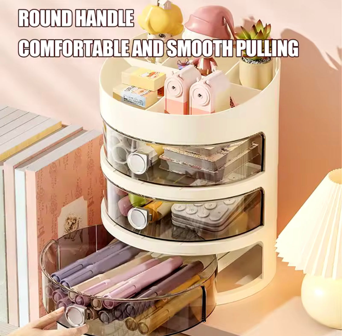 3 Layer Round Jewellery Storage Box, Acrylic Makeup Storage Box, Multifunctional Desktop Organizer 3 Layer Round Jewellery Storage Box, Acrylic Makeup Storage Box, Multifunctional Desktop Organizer